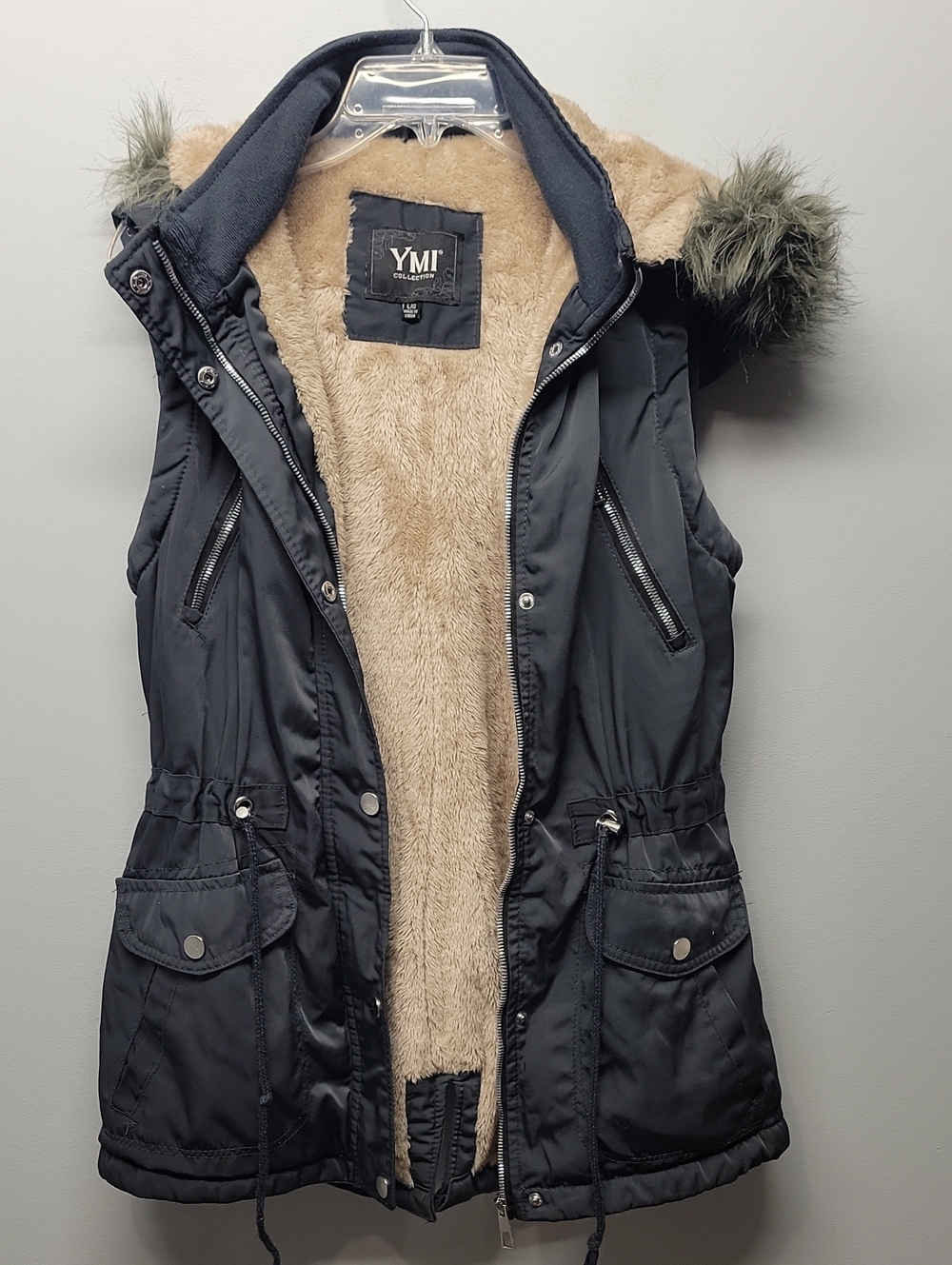 YMI fur hood gray parka V1390
